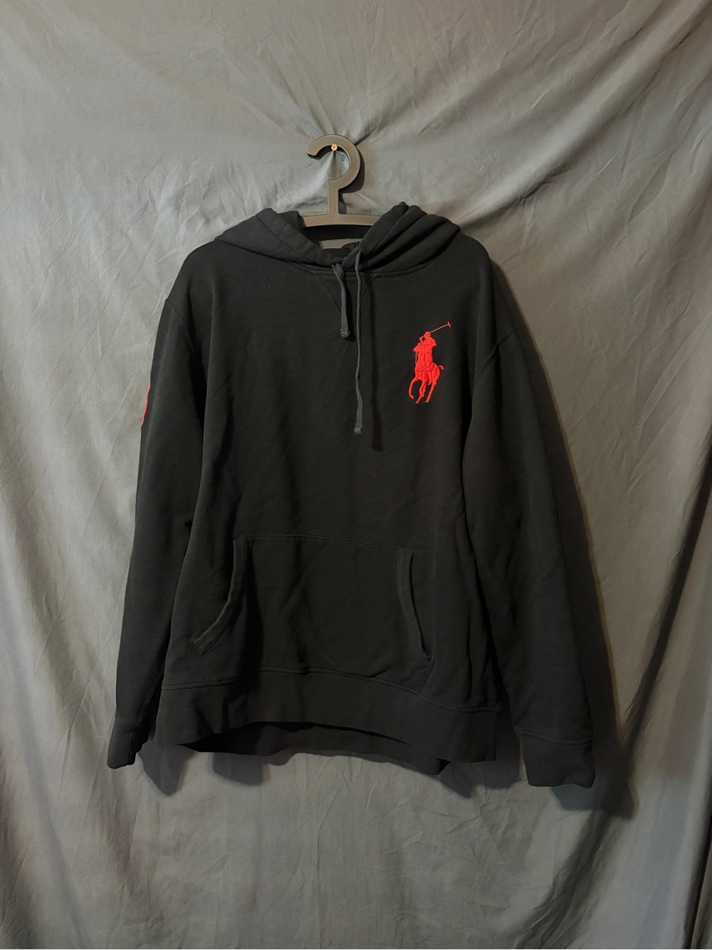 Polo by Ralph Lauren Black Hoodie with Red Pony Embroidery